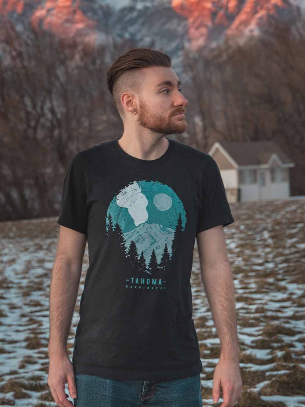 Mount Tahoma Starry Night Graphic T-Shirt