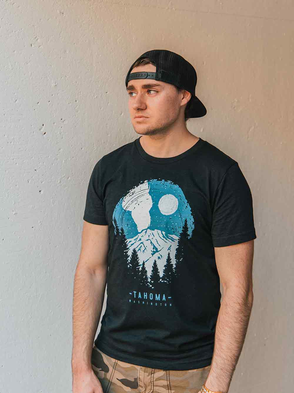 Mount Tahoma Starry Night Graphic T-Shirt