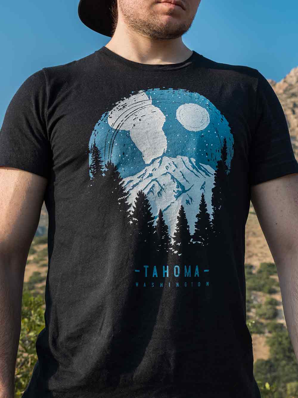 Mount Tahoma Starry Night Graphic T-Shirt